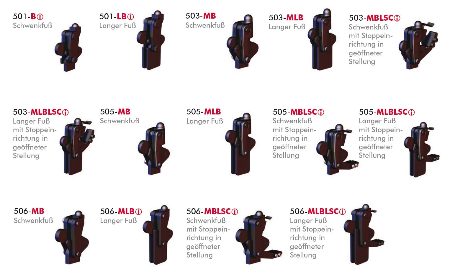 DESTACO 501-B Vertikalspanner Haltekraft 2000 N - 2500 N, Öffnungswinkel 200° - Serie 500 modularer Vertikalspanner