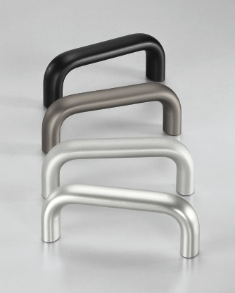 Leschhorn MO-26.160.14 Gerätegriffe, Oval Aluminium,  26 mm A 160,  schwarz eloxiert halbglänzend - Leschhorn MO Maschinen- und Geraetegriffe