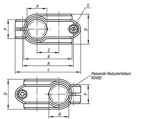 Kipp K0472.1818 KREUZKLEMMSTÜCK THERMOPLAST, A=18 - KIPP K0472 Kreuzklemmstuecke - Kunststoff