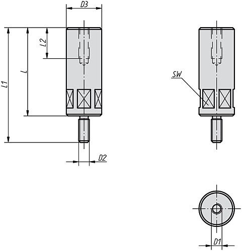 Norelem 04378-08032 HÖHENZYLINDER  M8, L=32 - Norelem 04378 Hoehenzylinder