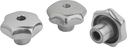 Kipp K0149.24008 STERNGRIFF FORM B, D1=40, D4=8H7, ALU, GEROMMELT - KIPP K0149-B Sterngriffe aehnlich DIN 6336 aus Alum