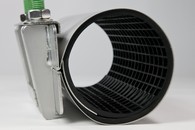 Leschhorn LS2-410-430-400-NBR-V2A Edelstahl-Reparaturschellen zweiteilig, Spannbereich 410-430, BL 400 Dichtung: NBR, Material: 1.4301 (V2A, AISI 304), PN 16 bar Wasser, PN 4 bar Gas - LS1 NBR V2A