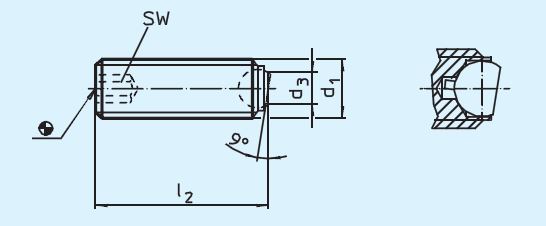 Halder 22700.0622 Kugeldruckschraube ohne Kopf Kugel  verdrehgesichert M 12 x 20, abgeflachte Kugel Auflagefläche plan,  Stahl vergütet - EH 22700 Kugeldruckschrauben ohne Kopf - Kugel verdrehgesichert
