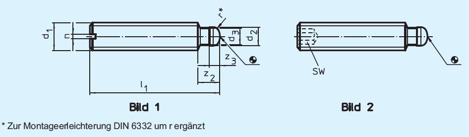 Halder 22540.0502 Gewindestift DIN 6332 mit Druckzapfen M 20 x 125 mit Innensechskant (IS) - EH 22540 Gewindestifte DIN 6332 mit Druckzapfen