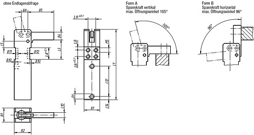 Norelem 05650-050021 MINISPANNER FORM A, PNEUMATISCHE ENDLAGENABFRAGE - Norelem 05650 Minispanner mit pneumatischer Endlagenabfrage