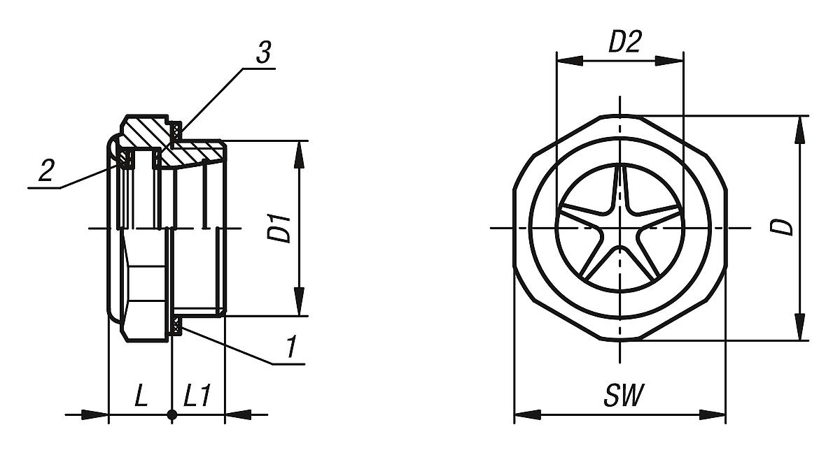 Kipp K0246.29012 ALUMINIUM ÖLSCHAUGLAS D=29,5, D1=G 1/2 - K0246 Aluminium OElschauglaeser mit Naturglasscheibe - Massblatt