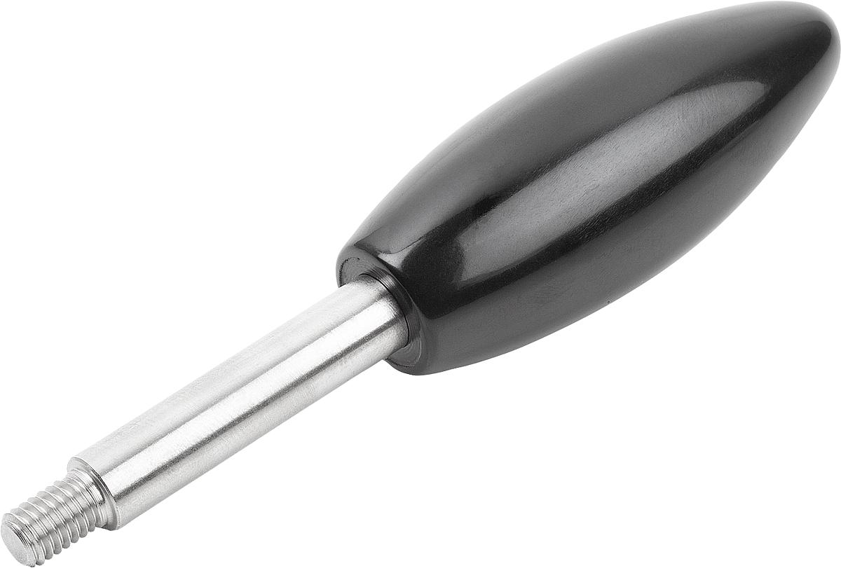 Norelem 06360-1708X35 GRIFFSTANGE M06, L=35, D=8, FORM:B OVALKNOPF, EDELSTAHL BLANK, KOMP:DUROPLAST SCHWARZ HOCHGLANZPOLIERT - 06360-1708X35 GRIFFSTANGE M06-L 35-D 8-FORM B OVALKNOPF-EDELSTAHL BLANK-KOMP DUROPLAST SCHWARZ HOCHG