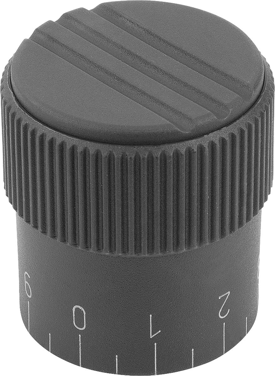 Norelem 06100-3206 NOVO.GRIP DOSIERKNOPF GR.2  D=6H8, FORM C, DECKEL SCHWARZGRAU - 06100-3206 NOVO-GRIP DOSIERKNOPF GR-2  D 6H8 - FORM C - DECKEL SCHWARZGRAU