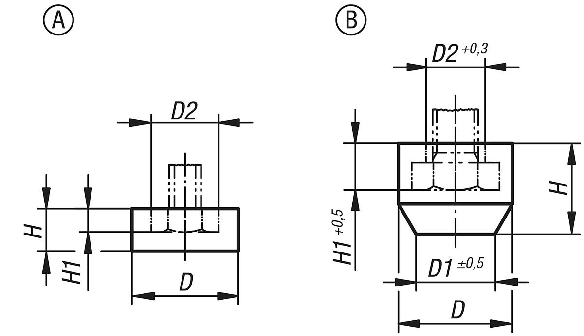 Norelem 05280-02 SCHUTZKAPPE, ÖLBESTÄNDIG, FORM:B; ABGESCHRÄGT, D=12,5 FÜR=M05, NEOPREN, SCHWARZ - NLM 05280 Schutzkappen - Massblatt