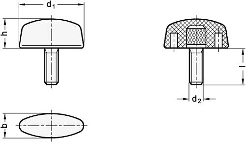 Ganter 531-20-M4-10-NI Flügelschrauben, Edelstahl Gewindestift - GN 531 Fluegelschrauben - Edelstahl Gewindestift-Skizze
