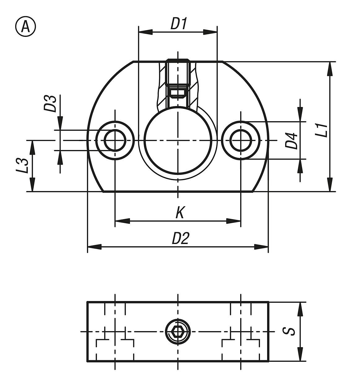 Kipp K0638.1121 HALTESTÜCK FÜR SPERRRIEGEL FORM A, M12X1,5 - K0638-A Haltestuecke Form A - Massblatt