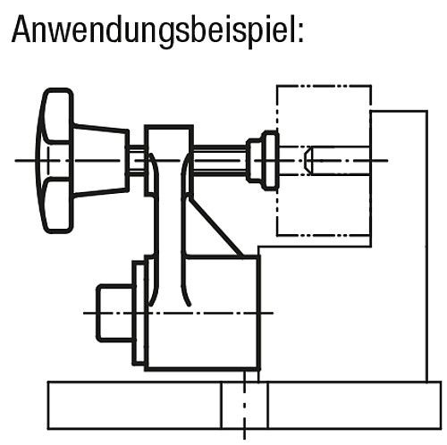 Kipp K0019.02 SCHWENKSPANNER L=100, - KIPP K0019 Schwenkspanner