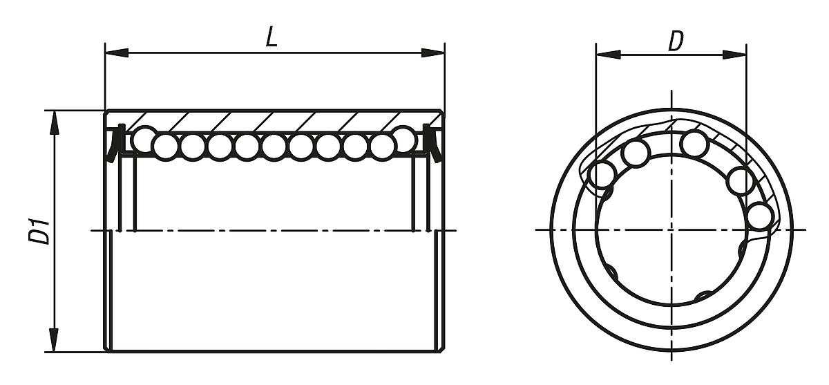 Norelem 21511-02-1202 LINEARKUGELLAGER KOMPAKT GESCHLOSSEN - NLM 21511-02 Linearkugellager Stahl kompakt - Massblatt