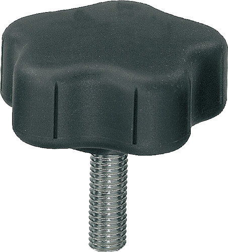 Kipp K0279.5006X25 ST FÜNFSTERNGRIFF, D3=50, M6X25 - KIPP K0279-AG Fuenfsterngriffe mit Aussengewinde