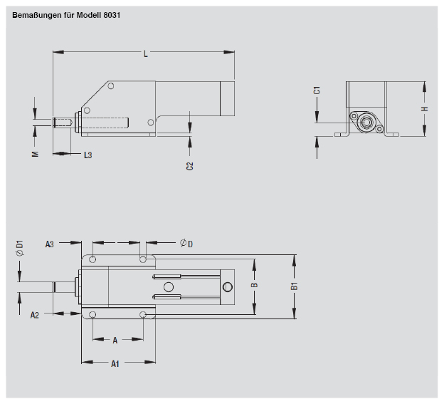 DESTACO 8031 Standard Kraftspanner Haltekraft 8900 N  Schubstangenspanner geschlossen horizontaler Zylinder - 8031 Standard Kraftspanner