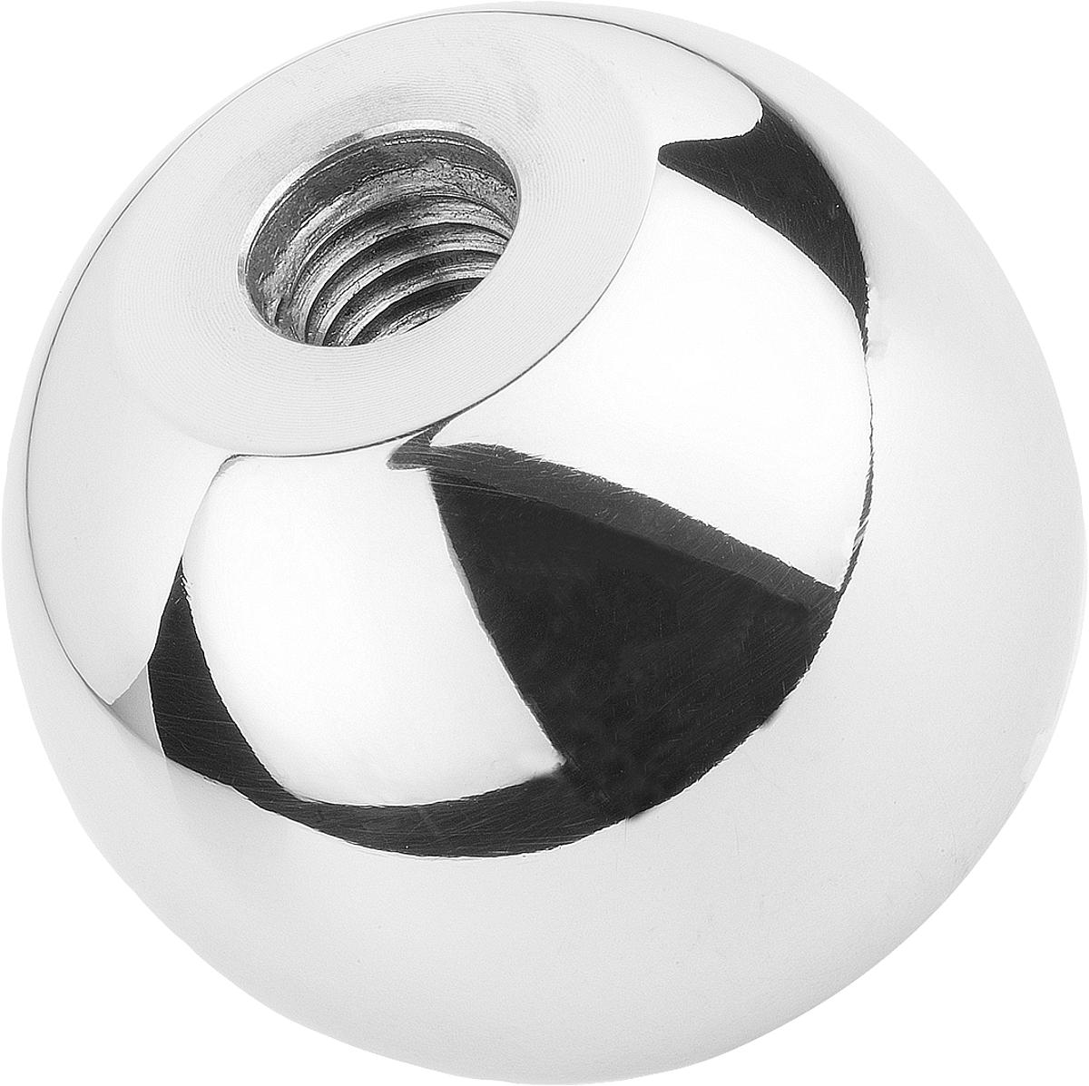 Kipp K0650.125064 KUGELKNOPF D1=25  M6, FORM C, EDELSTAHL 1.4301, POLIERT - K0650-125064 KUGELKNOPF D1 25 M6 - FORM C - EDELSTAHL 1-4301 - POLIERT