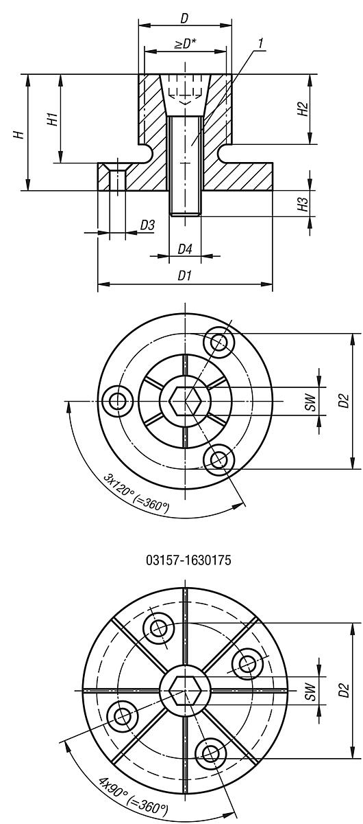 Kipp K0357.123452 SPANNDORN, - K0357 Spanndorne - Massblatt