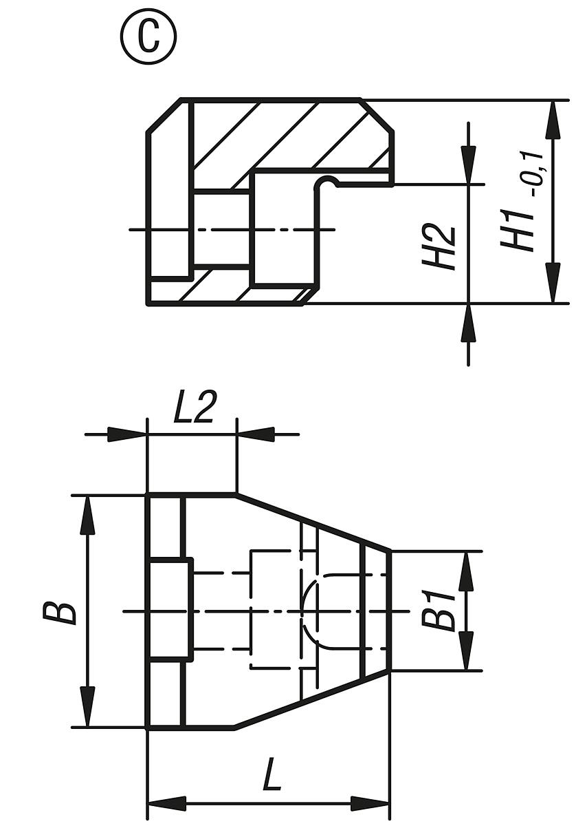 Norelem 04422-91527 SPANNBACKEN FÜR SCHWIMMSPANNER, - NLM 04422 Wechsel Spannbacke oben - Massblatt