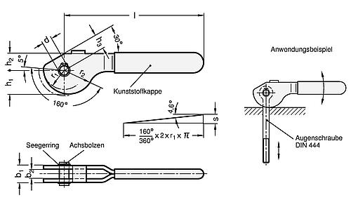 Ganter 917.1-10-17 EDELSTAHL HEBEL MIT SPIRALEXZENTER - GN 917-1 Hebel mit Spiralexzenter - Edelstahl-Skizze