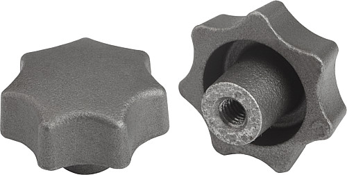 Norelem 06200-506 STERNGRIFF GG, FORM E, D1=32, D5=M6 - Norelem 06200-E Sterngriffe DIN 6336 aus Grauguss - Form E