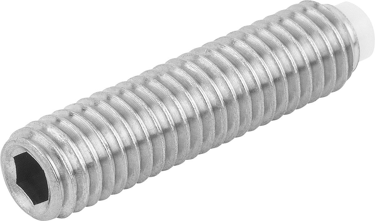 Kipp K0667.1101X369 DRUCKSCHRAUBE M10X36,9        EDELSTAHL MIT DELRINBOLZEN - K0667-1101X369 DRUCKSCHRAUBE M10X36-9 EDELSTAHL MIT DELRINBOLZEN