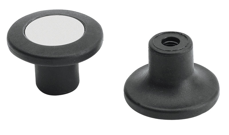 Leschhorn I132 Pilzgriffe  D 45; d 21; Gewinde d1 M8; Kunststoff PA, schwarz, - Boteco I132 Pilzgriffe