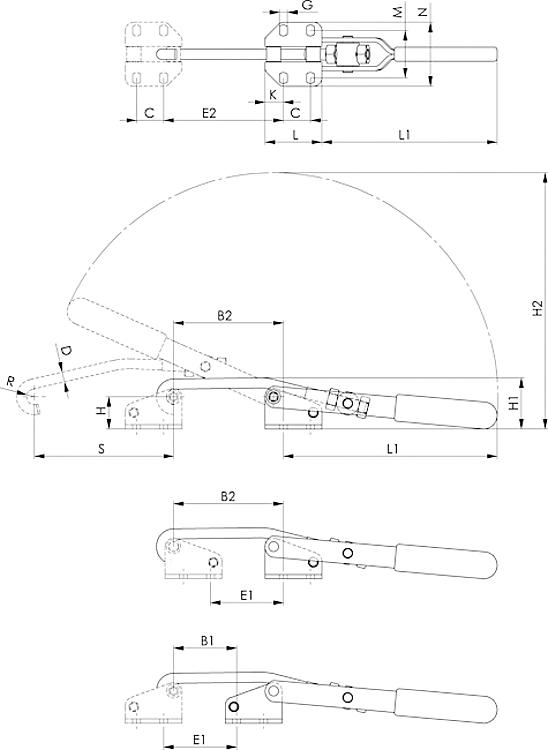 AMF 6847-1 Verschlussspanner, Größe : 1, F1: 2 kN - LE 6847 Verschlussspanner -Skizze