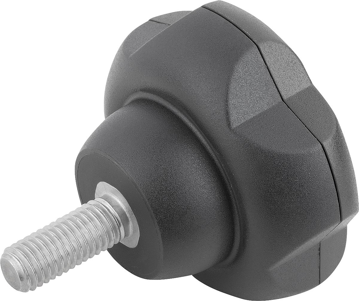 Kipp K0255.50101X40 NOVO.GRIP KLEMMGRIFF D=50  M10X40  EDELSTAHL, DECKEL SCHWARZGRAU - K0255-50101X40 NOVO GRIP KLEMMGRIFF D 50 M10X40 EDELSTAHL - DECKEL SCHWARZGRAU