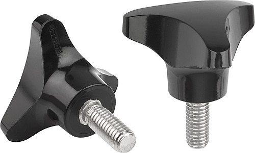 Norelem 06702-24008X20 DREISTERNGRIFF MIT HOHEM BUND EDELSTAHL, D=40  M8X20 - Norelem 06702-AG Dreisterngriffe mit hohem Bund - Aussengewinde