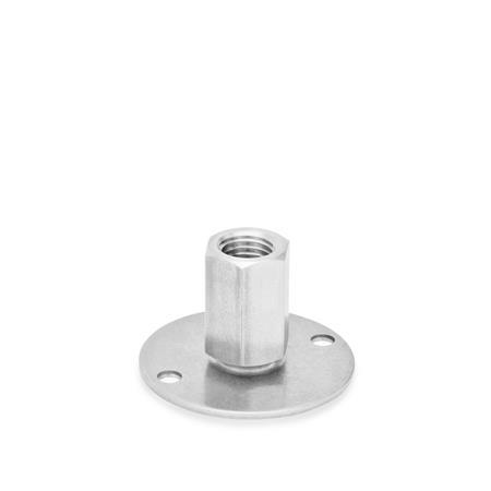 Ganter 41-40-M10-28-B0-X Stellfüße, Edelstahl 1.4301 (A2) - GN-41-Stellfuesse-Edelstahl-A2-ohne-Gummiauflage-mit-2-Befestigungsbohrungen-Aussensechskant-