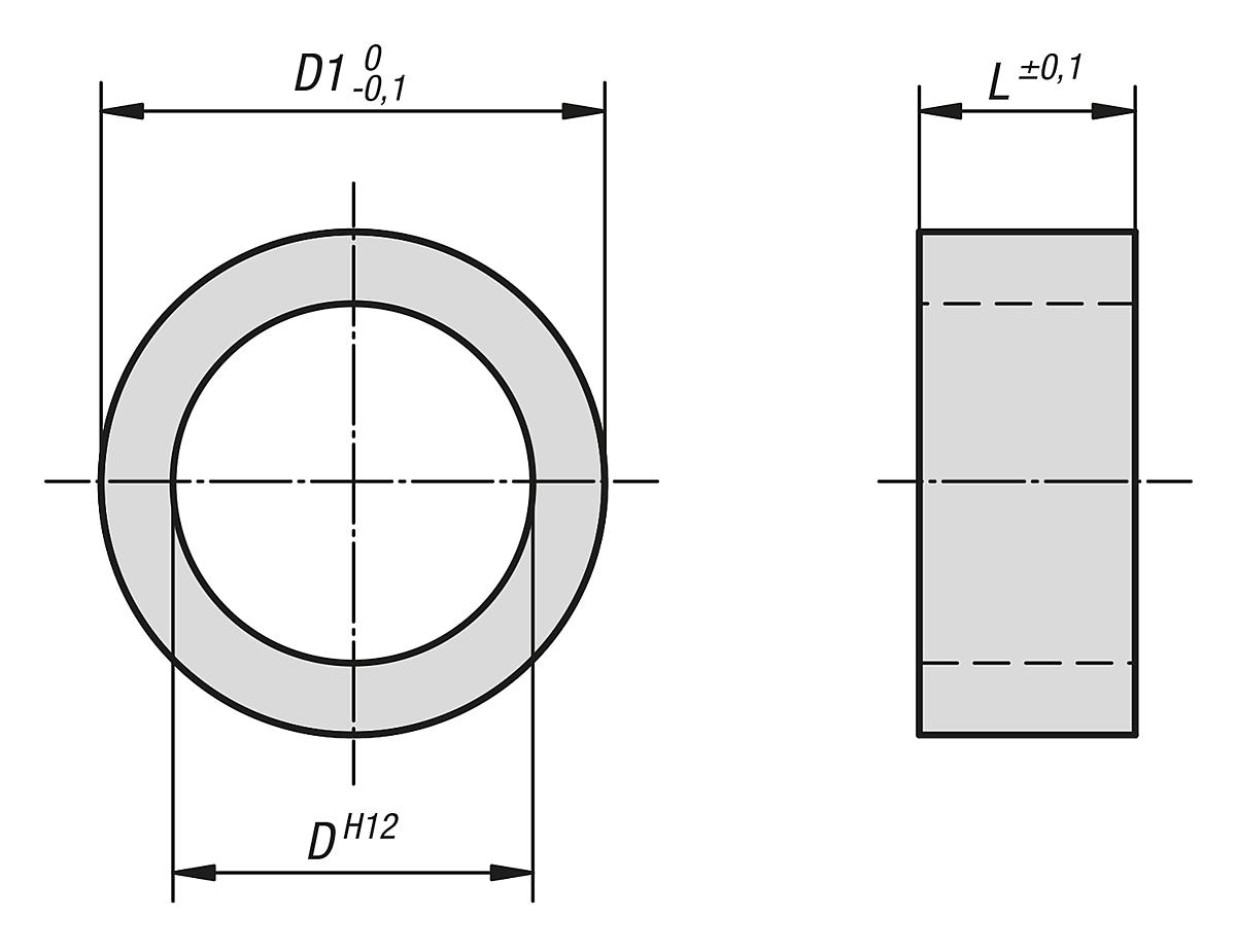 Kipp K0665.91014041 DISTANZRING D=10 EDELSTAHL D1=14MM, L=4MM - K0665 Distanzringe - Massblatt