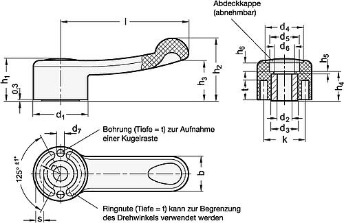 Ganter 623.5-46-V12-DSG Schaltgriffe, Kunststoff, Buchse Edelstahl - GN 623-5 Schaltgriffe - Kunststoff - Buchse Edelstahl-Abbildung