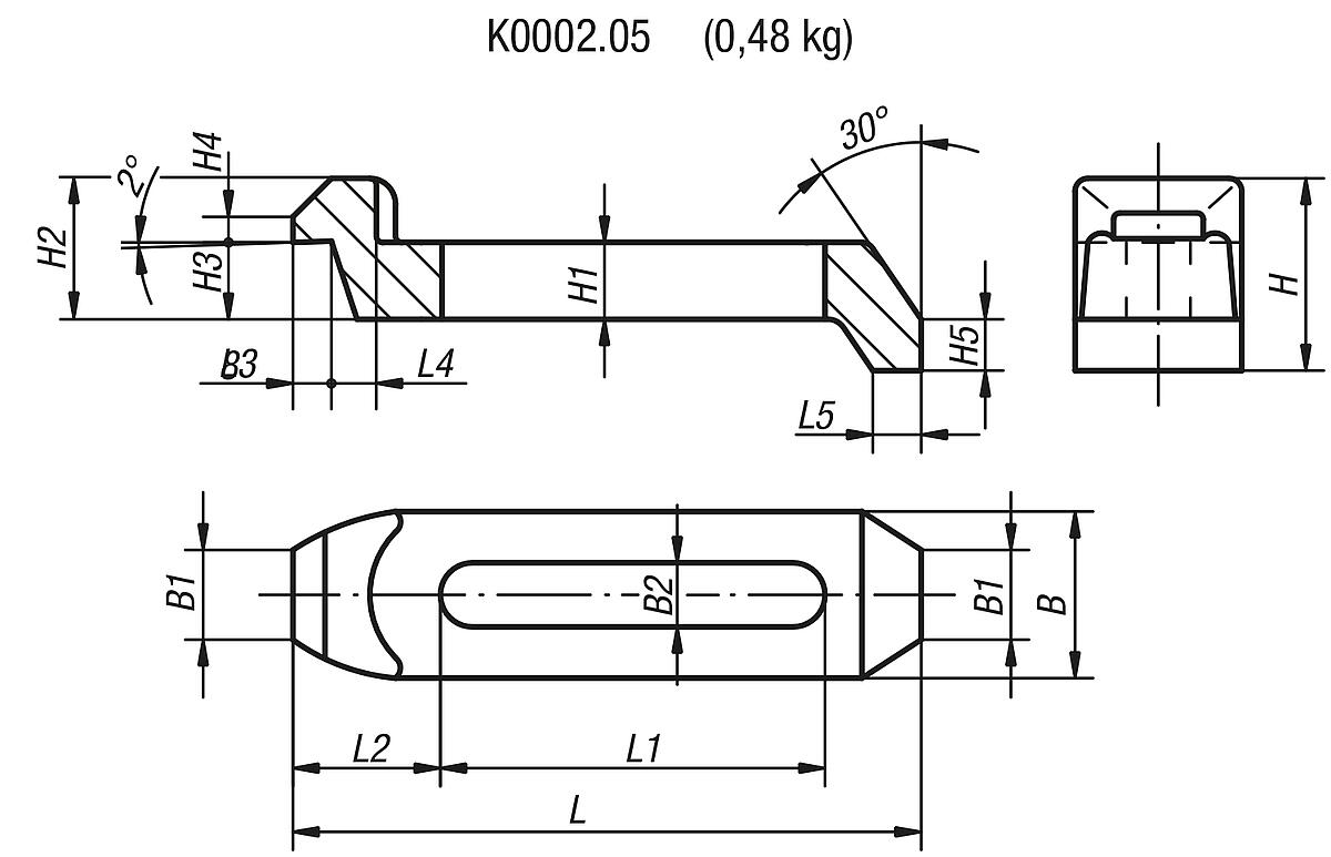 Kipp K0002.05 SPANNEISEN GEKRÖPFT             BR, - K0002-05 Spanneisen 04100 05 - Massblatt