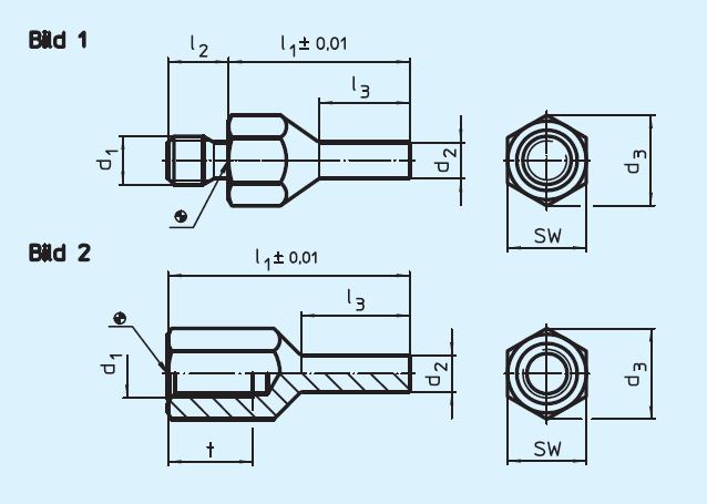 Halder 22680.0472 Auflagebolzen Stiftform, 30 x M 10 x Ø 6 mit Innengewinde - EH 22680 Auflagebolzen Stiftform