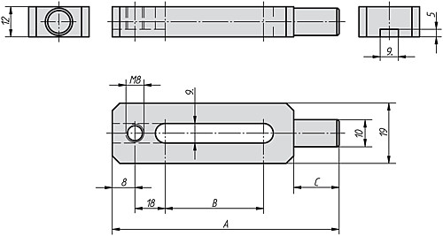 Kipp K0834.08063 SPANNEISEN, SPANNANSATZ RUND - KIPP K0834-A Spanneisen Spannansatz rund Form A