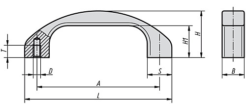 Kipp K0195.120061 BÜGELGRIFF A=120, M6, ALUMINIUM, SCHWARZ ELOXIERT - KIPP K0195 Buegelgriffe