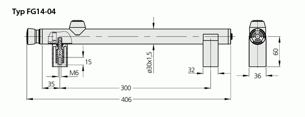 Leschhorn FG14-04.300.37   Funktionsgriff A300,  Griff mit 1 Taster und Not-Halt - Leschhorn FG14 Funktionsgriffe mit elektrischer Schaltfunktion - Typ FG14-04