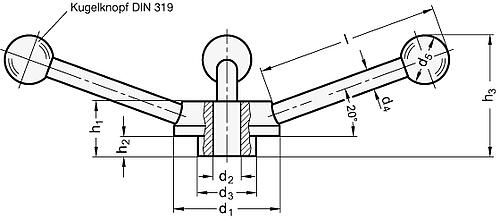 Ganter 213-80-B20 SCHALTKREUZ - GN 213 Schaltkreuze - Stahl-Skizze