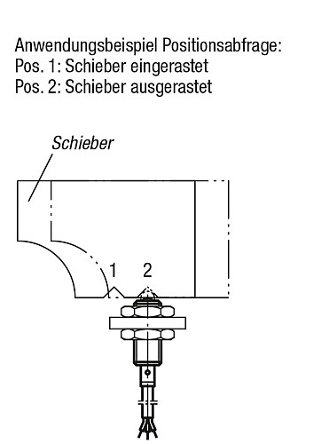 Kipp K0656.5102 FEDERNDES DRUCKSTÜCK  M10, MIT ENDLAGENABFRAGE SCHLIESSER - KIPP K0656 Federnde Druckstuecke mit Endlagenabfra
