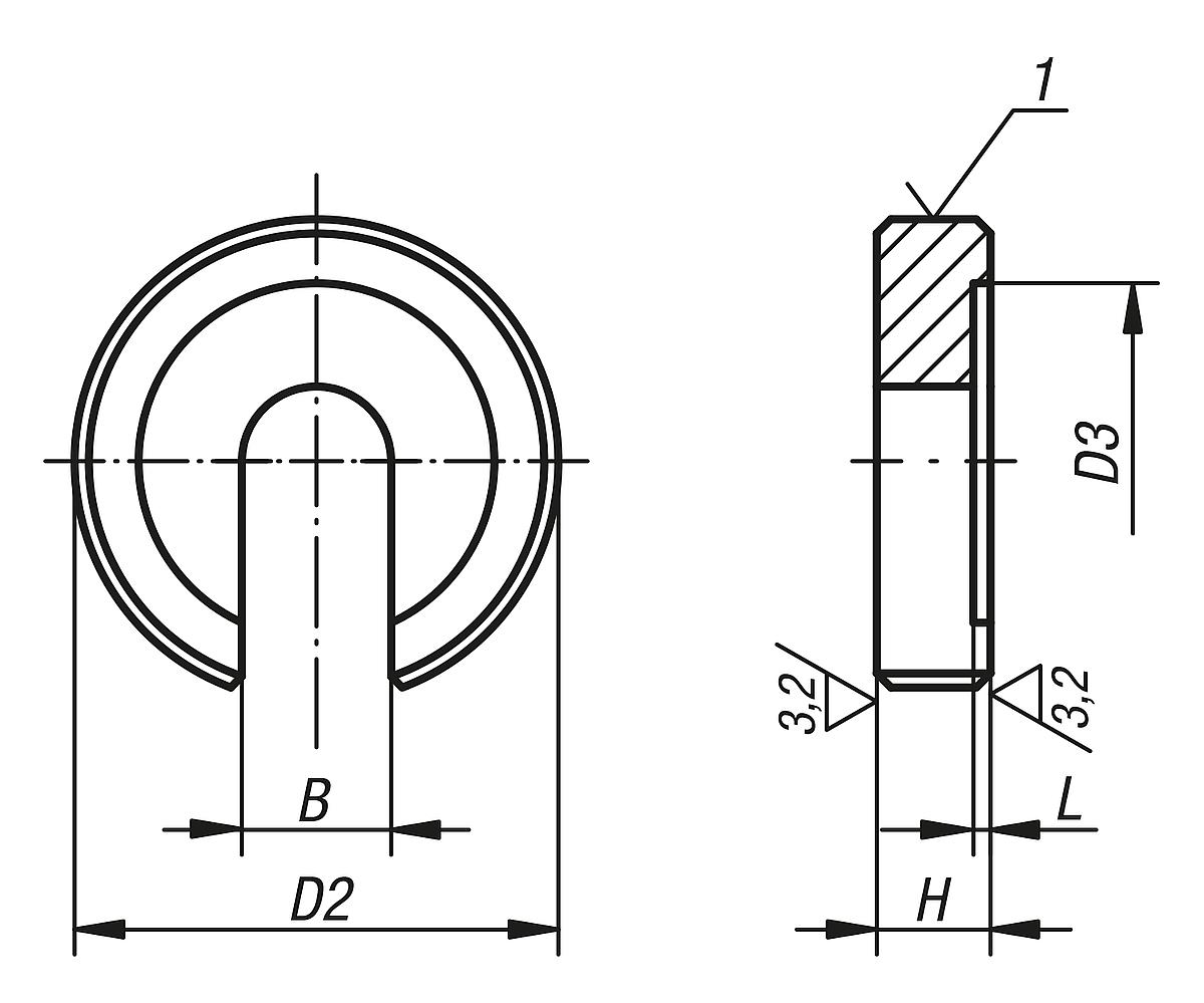 Kipp K0730.24 VORSTECKSCHEIBE DIN 6372, B=25, D1=75 - K0730 Vorsteckscheiben fuer Vorrichtungen DIN 6372 erweitert - Massblatt