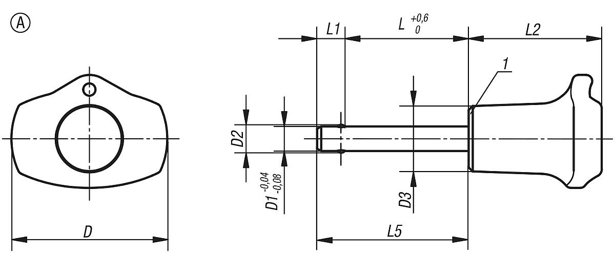 Kipp K0363.3808035 KUGELSPERRBOLZEN, D1=8, L=35 - K0363 Kugelsperrbolzen selbstsichernd - Massblatt