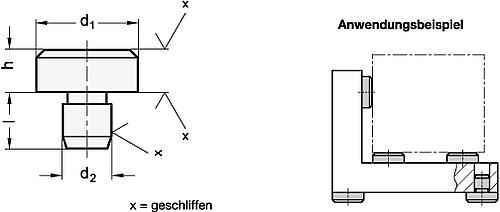Ganter 6321.1-10-4,5 AUFLAGEBOLZEN - GN 6321-1 Auflagebolzen - Stahl-Skizze