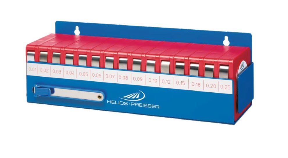 Helios Preisser, 0611190  Fühlerlehrenset im Wandhalte Abmessung 330x100x110 mm, Einteilung 0,3-01 mm - Helios Preisser - 0611 Fuehlerlehrenset im Wandhalter