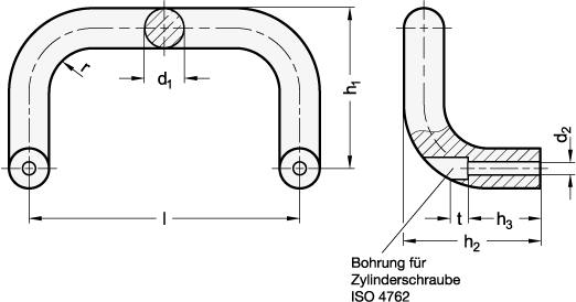 Ganter 426.4-AL-20-200-BL  Bügelgriffe, Aluminium, abgewinkelt, Befestigung von der Bedienseite, Griffdurchmesser d1: 20, Länge l: 200, Oberfläche: BL - blank, gleitgeschliffen - GN 426-4 Buegelgriffe-Aluminium-abgewinkelt-Befestigung von der Bedienseite-Massblatt