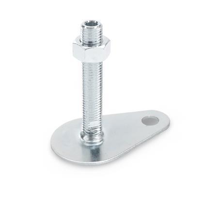 Ganter 42-50-M16-100-A0-U STELLFUß MIT BEFESTIGUNGSLASCHE - GN-42-Stellfuesse-Stahl-mit-Befestigungslasche-Tropfenform-ohne-Gummiauflage-mit-Mutter-Innensechska