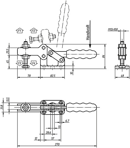 Kipp K0077.0700 SCHNELLSPANNER HORIZONTAL, SCHWERE AUSFÜHRUNG, P=700 daN - KIPP K0077 Schnellspanner horizontal schwere Ausf