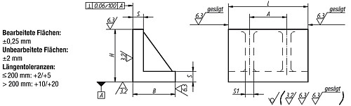 Norelem 01520-01X150 L WINKEL M. VERSTÄRKUNGSRIPPEN GG, L=150 - Norelem 01520 L Winkel mit Verstaerkungsrippen Grauguss
