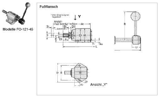DESTACO FO-121-45 Schubstangenspanner RAKO Haltekraft 1500N - 18000N, Innengewinde M6 - M8 - FO Schubstangenspanner RAKO
