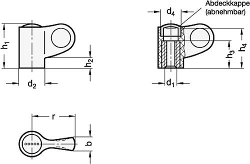 Ganter 635-27,5-M6-E-DBL FLÜGELMUTTER, KAPPE BLAU - GN 635 Fluegelmuttern - Kunststoff-Skizze
