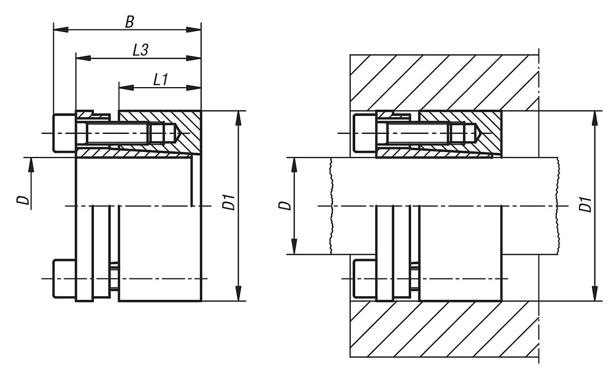 Norelem 23351-4575 KONUS SPANNRING FORM B, D=45, D1=75 - NLM 23351 Konus Spannringe Form B - Massblatt